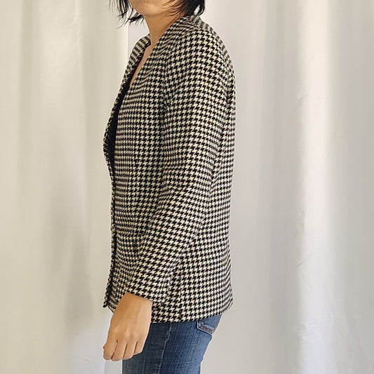 90s Black and White Houndstooth Blazer