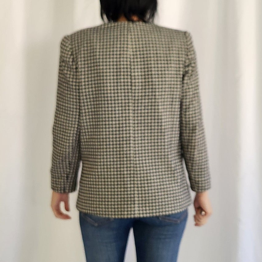 90s Black and White Houndstooth Blazer