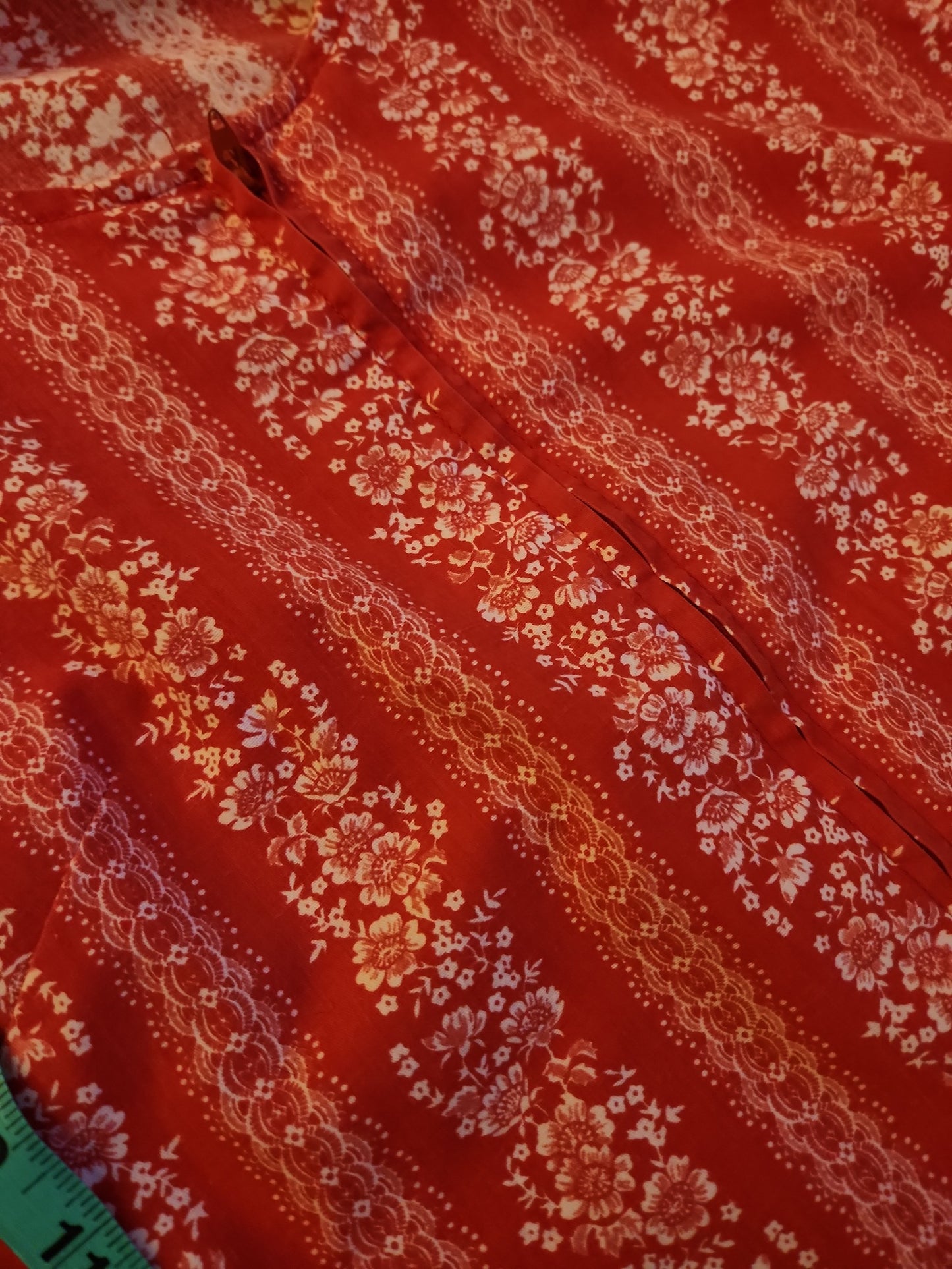 70s Red and White Floral House Dress