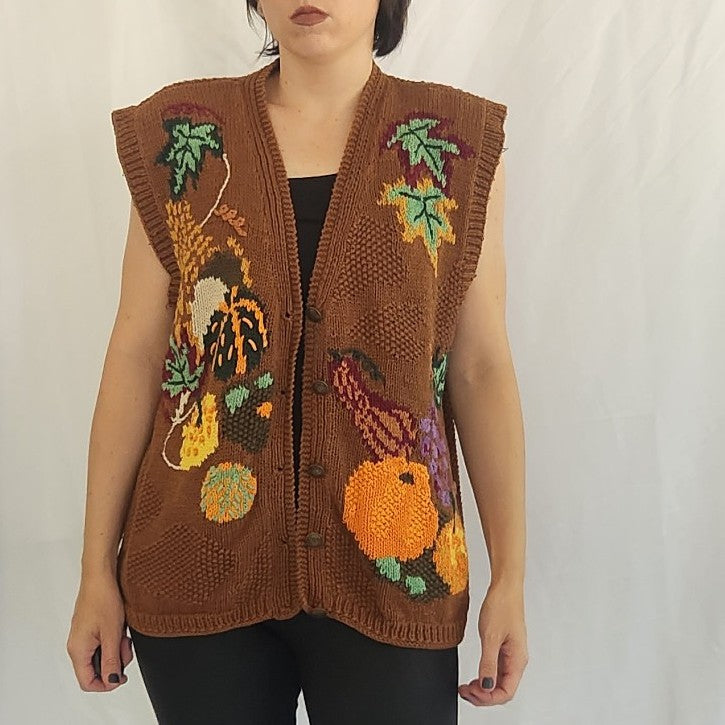 90s/00s Fall Pumpkin Sweater Vest