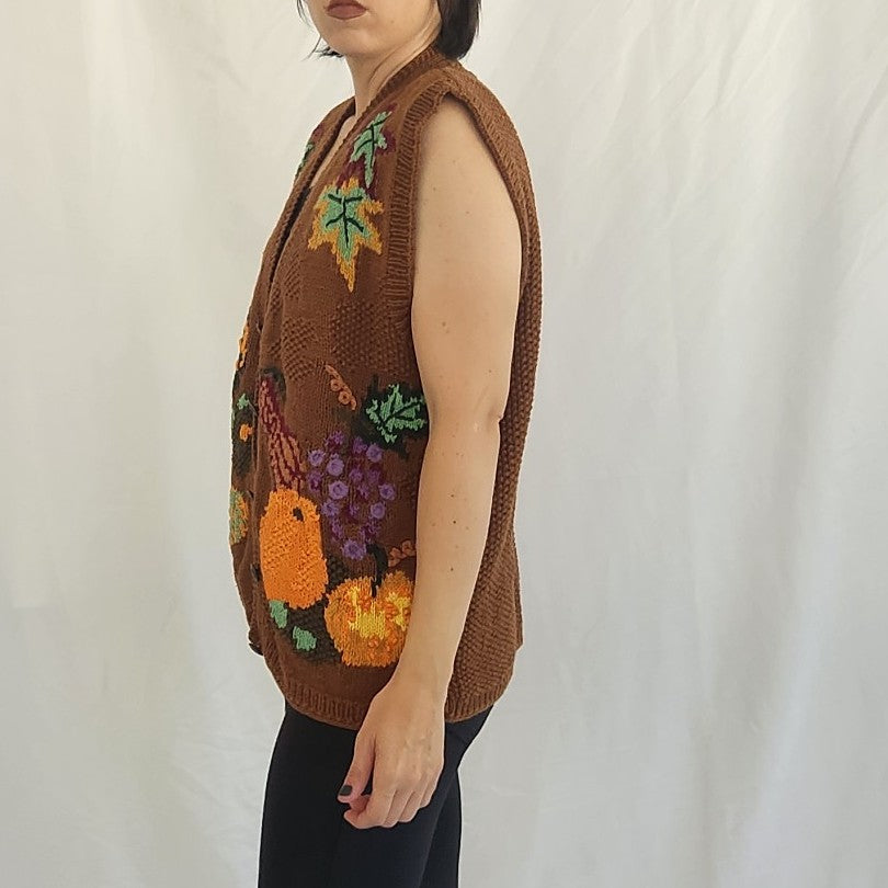 90s/00s Fall Pumpkin Sweater Vest