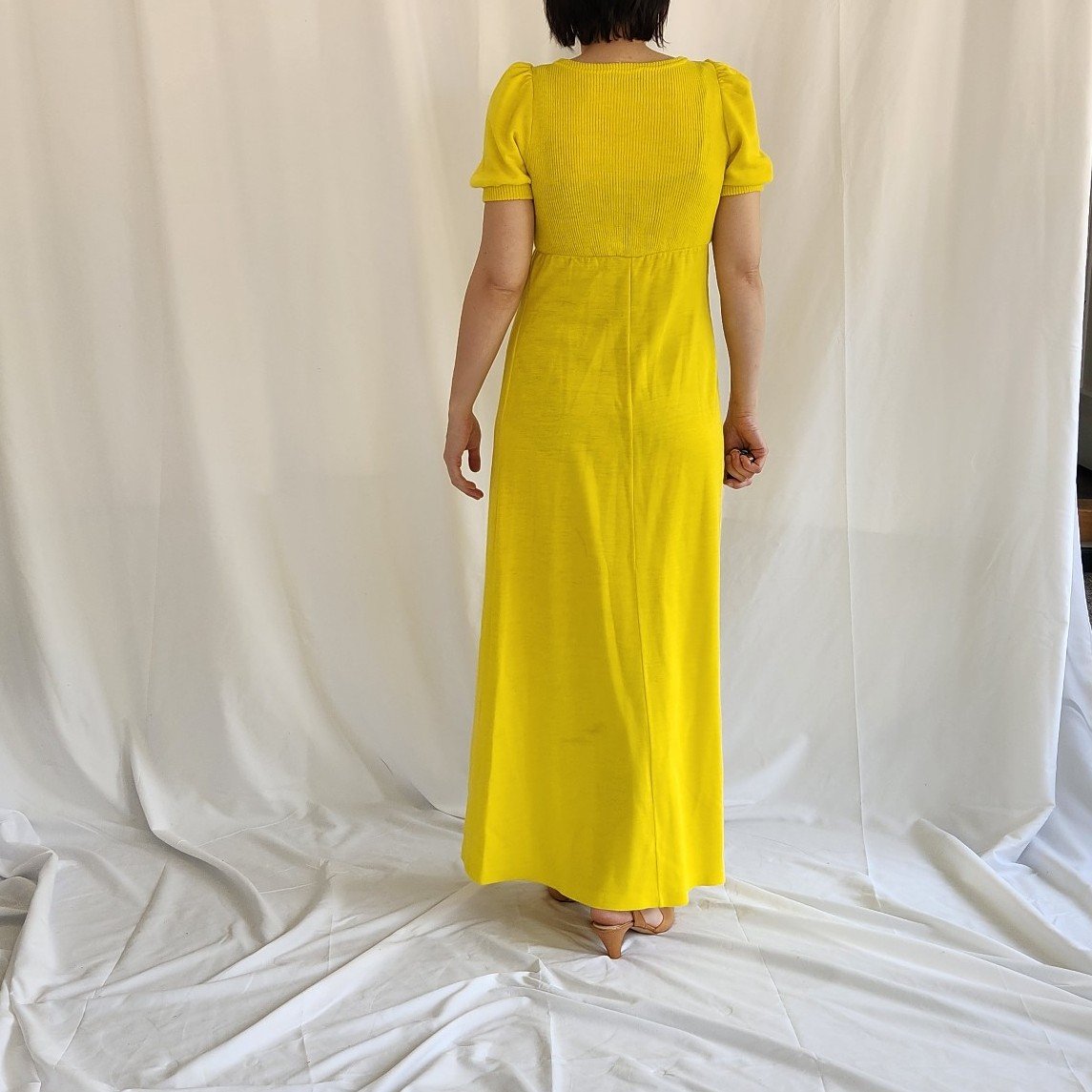 60s Yellow Knit Maxi Dress