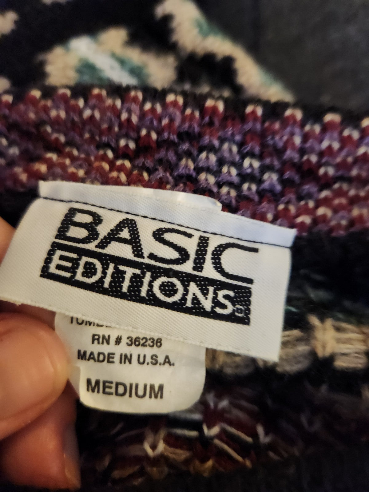 90s Black and Purple Floral Oversize Sweater