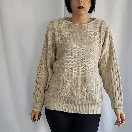 80s Beige and Cream Sweater