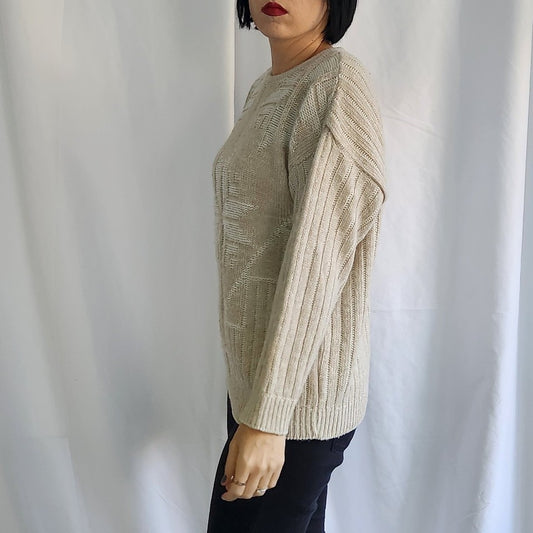 80s Beige and Cream Sweater