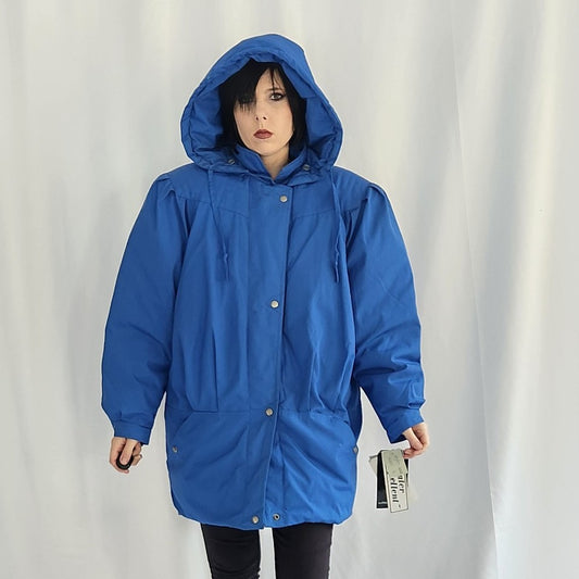 80s Deadstock Down Filled Blue Winter Coat