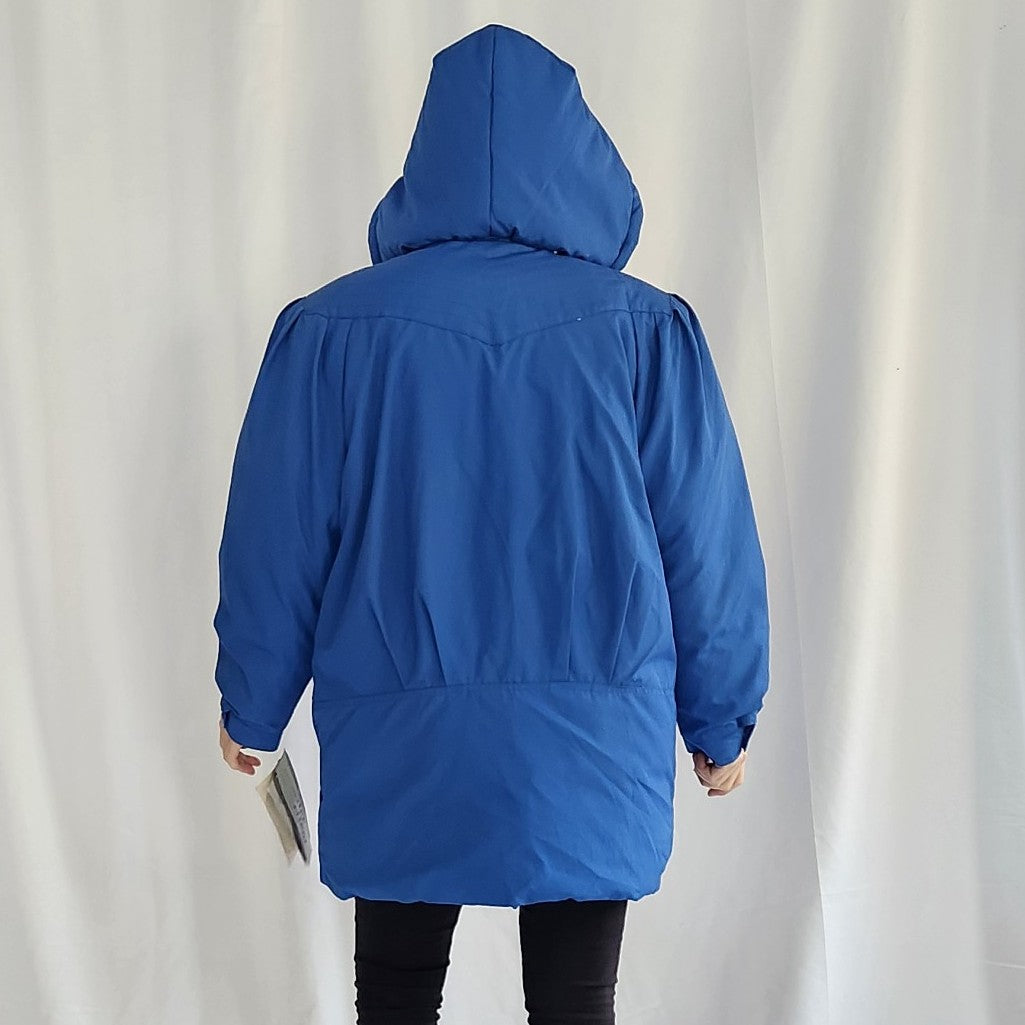 80s Deadstock Down Filled Blue Winter Coat