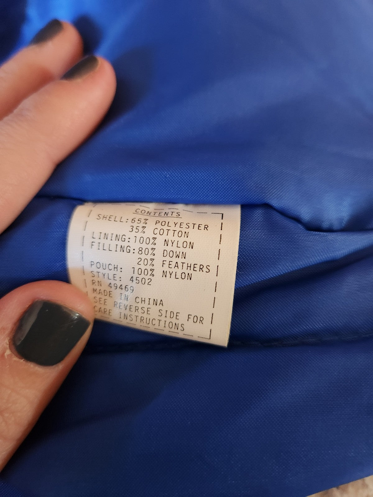 80s Deadstock Down Filled Blue Winter Coat