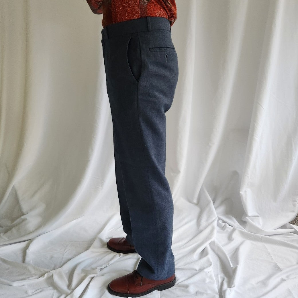 80s Blue Pleated Slacks