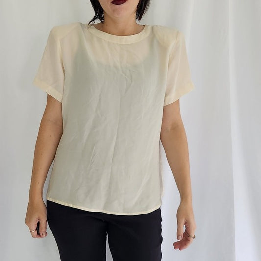 90s Cream Silk Blouse