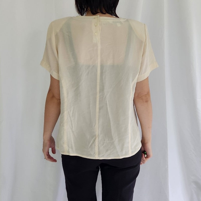 90s Cream Silk Blouse