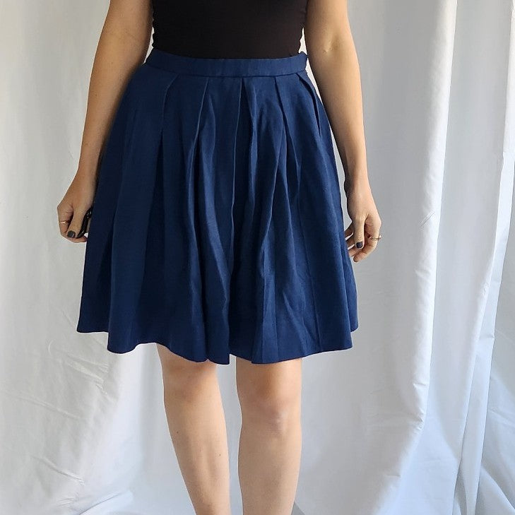 80s Blue Wool Skirt and Jacket Set