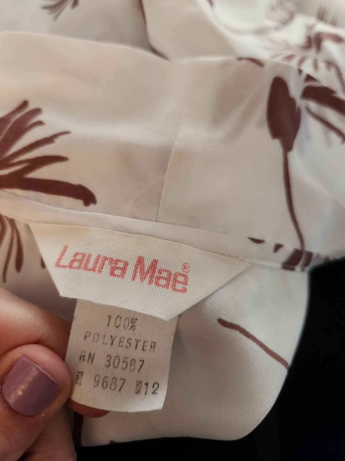 70s/80s White and Brown Blouse with Bow