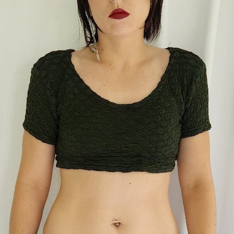 90s Green Whimsigoth Crop Top