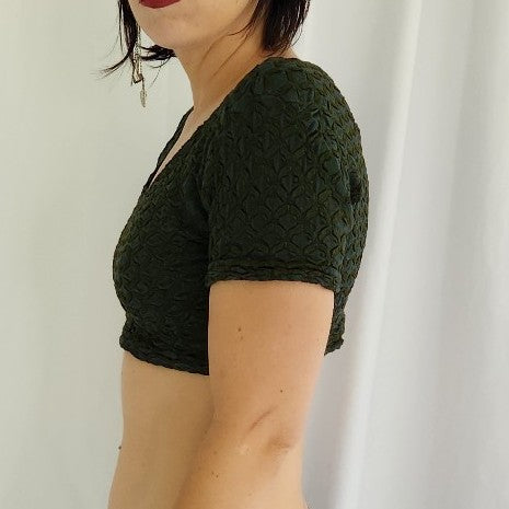 90s Green Whimsigoth Crop Top