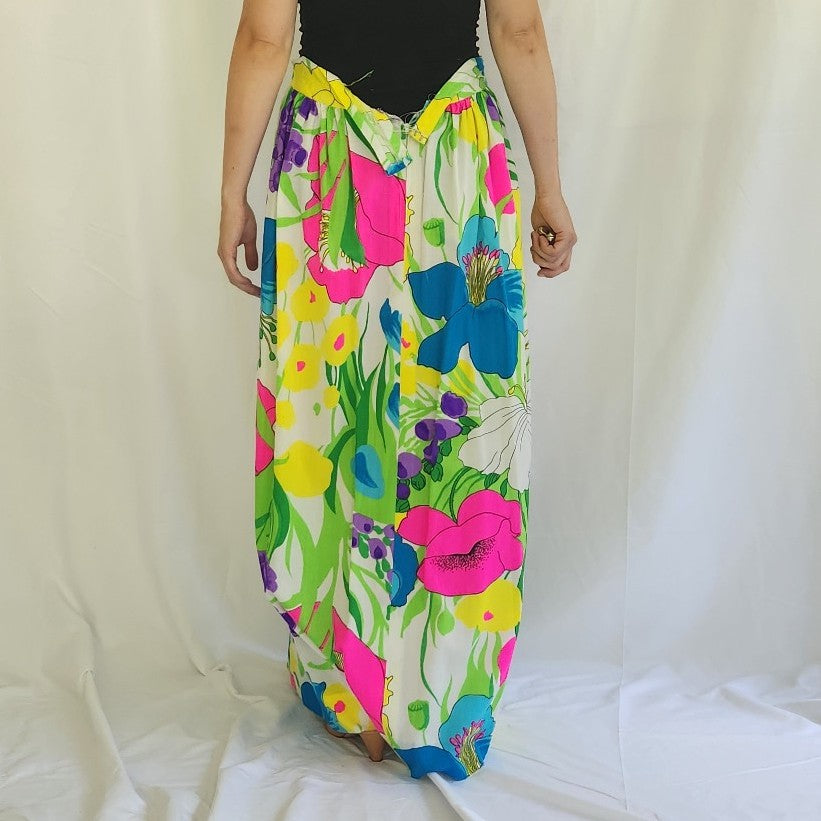 60s/70s Hand Made Flower Power Maxi Skirt