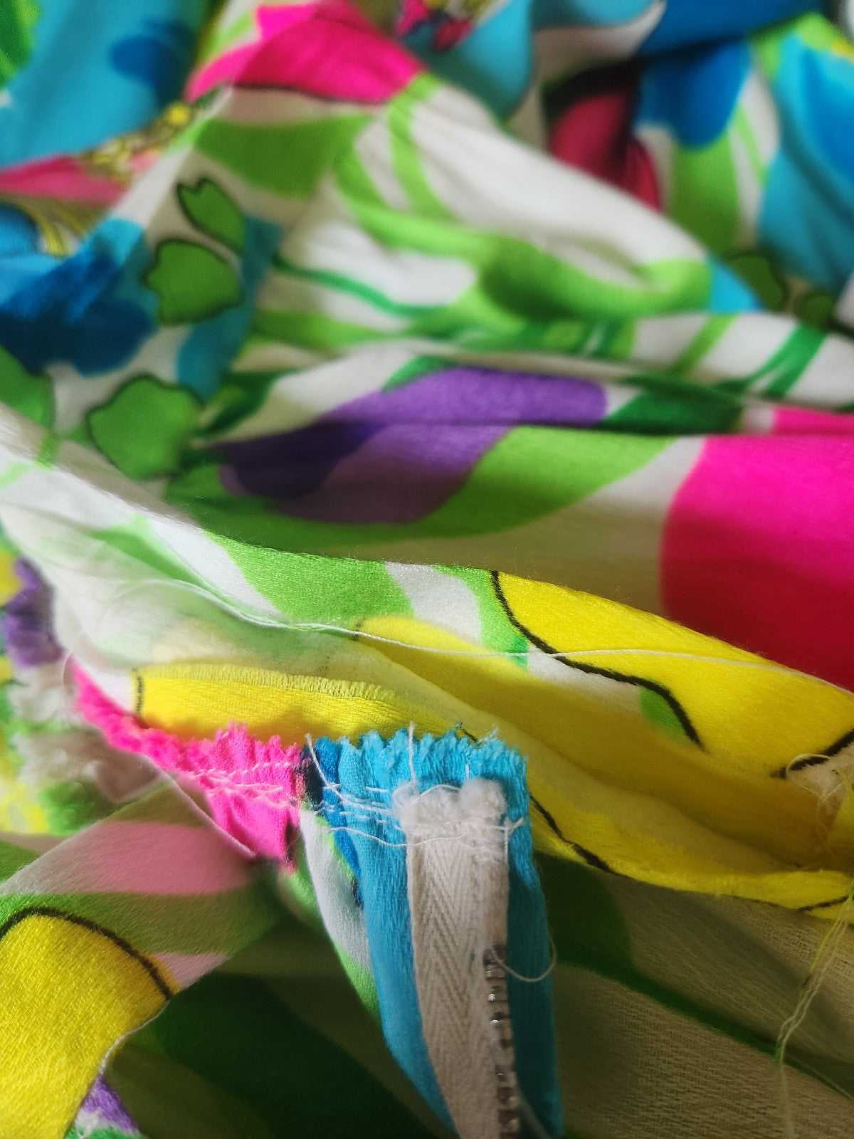 60s/70s Hand Made Flower Power Maxi Skirt