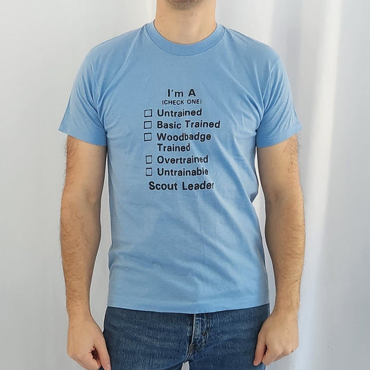 80s/90s Blue Scout Leader Comical Tee
