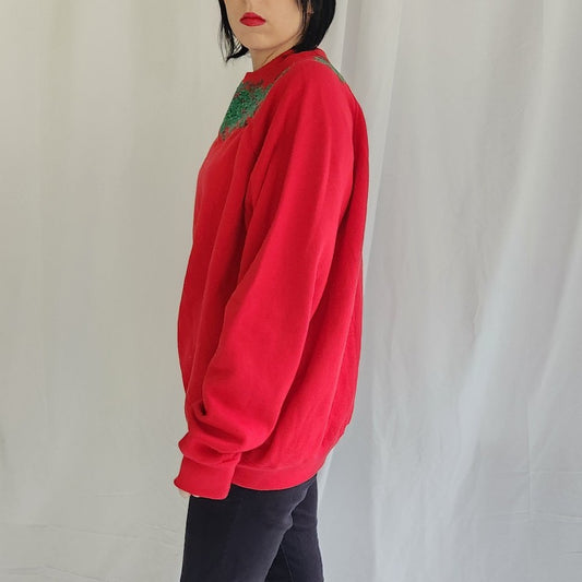 90s Hand Painted Christmas Crew Neck Sweatshirt