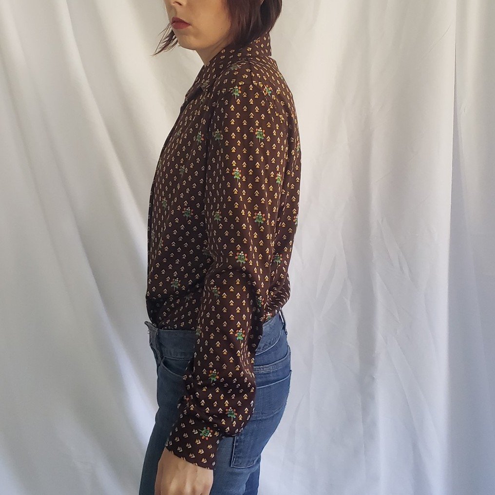 70s Brown Dagger Collar Jantzen Button Down