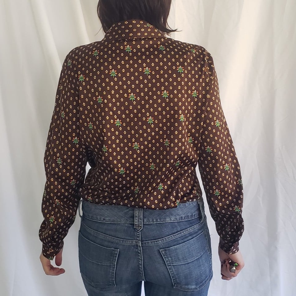 70s Brown Dagger Collar Jantzen Button Down