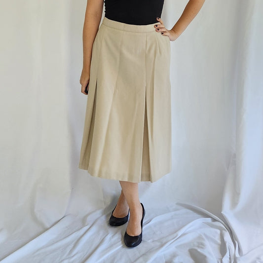 80s Tan Pleated Skirt