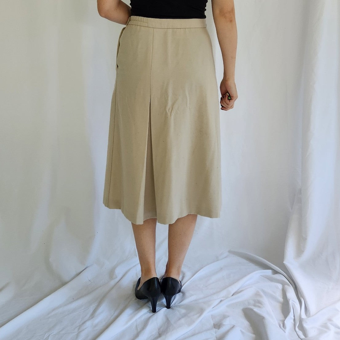 80s Tan Pleated Skirt
