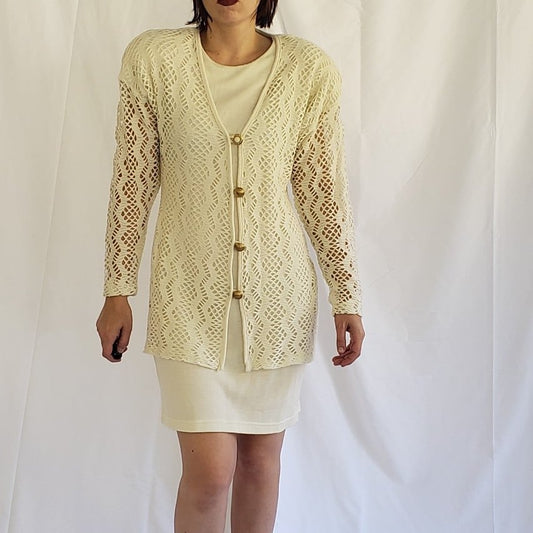 90s Dawn Joy Cream Knit Dress