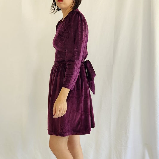 90s/Y2K Purple Velvet Long Sleeve Dress