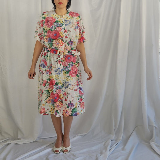 80s/90s Home Made Floral Midi Dress