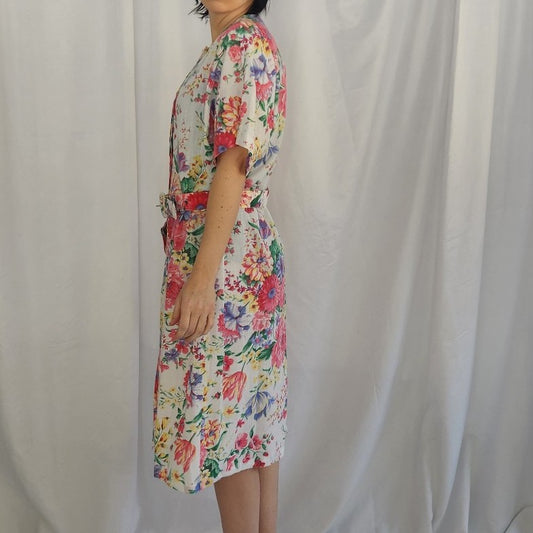 80s/90s Home Made Floral Midi Dress