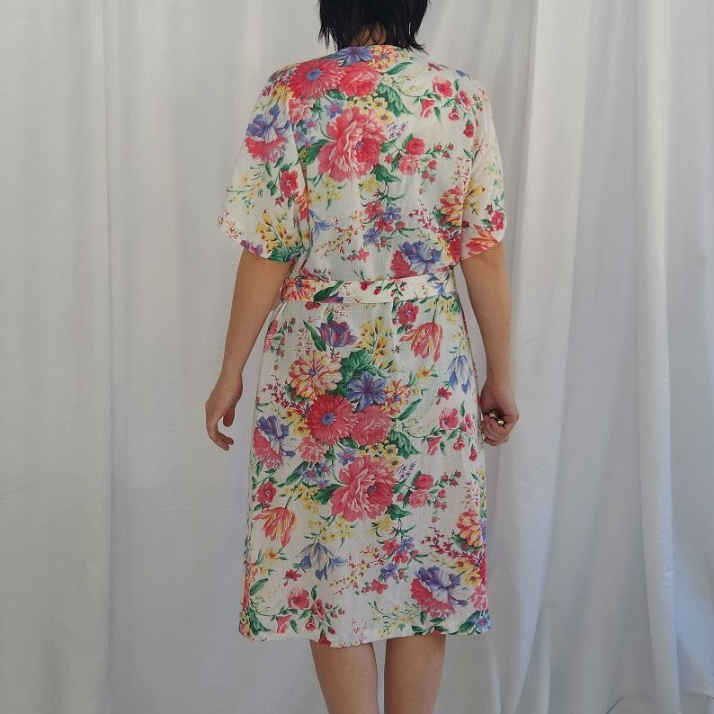 80s/90s Home Made Floral Midi Dress