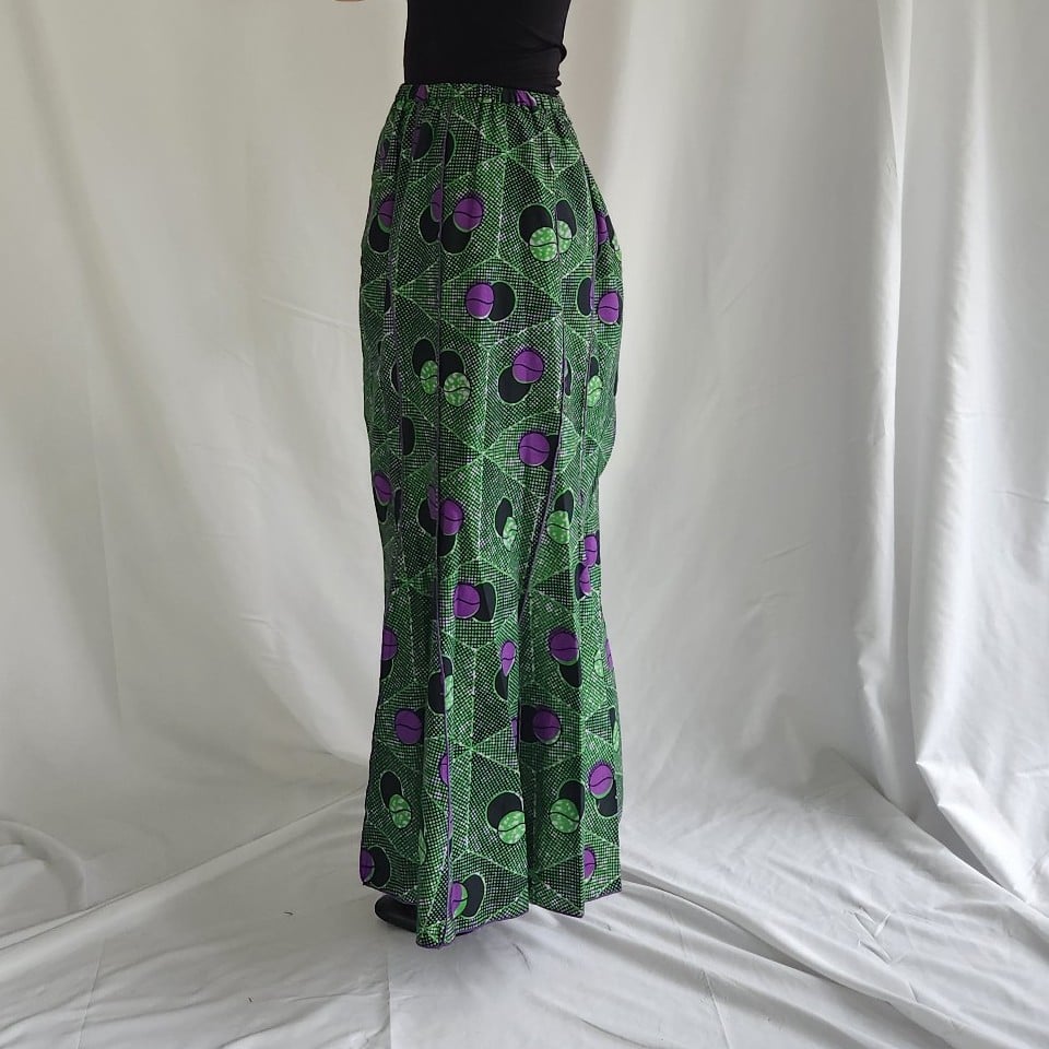 Vintage Green and Purple Geometric Hand Made Skirt Set