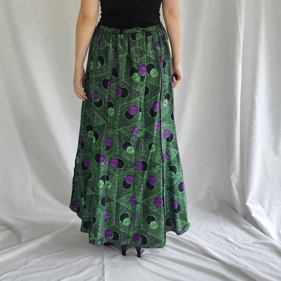 Vintage Green and Purple Geometric Hand Made Skirt Set