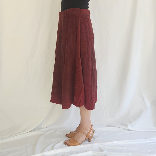 70s Burgundy Midi Skirt
