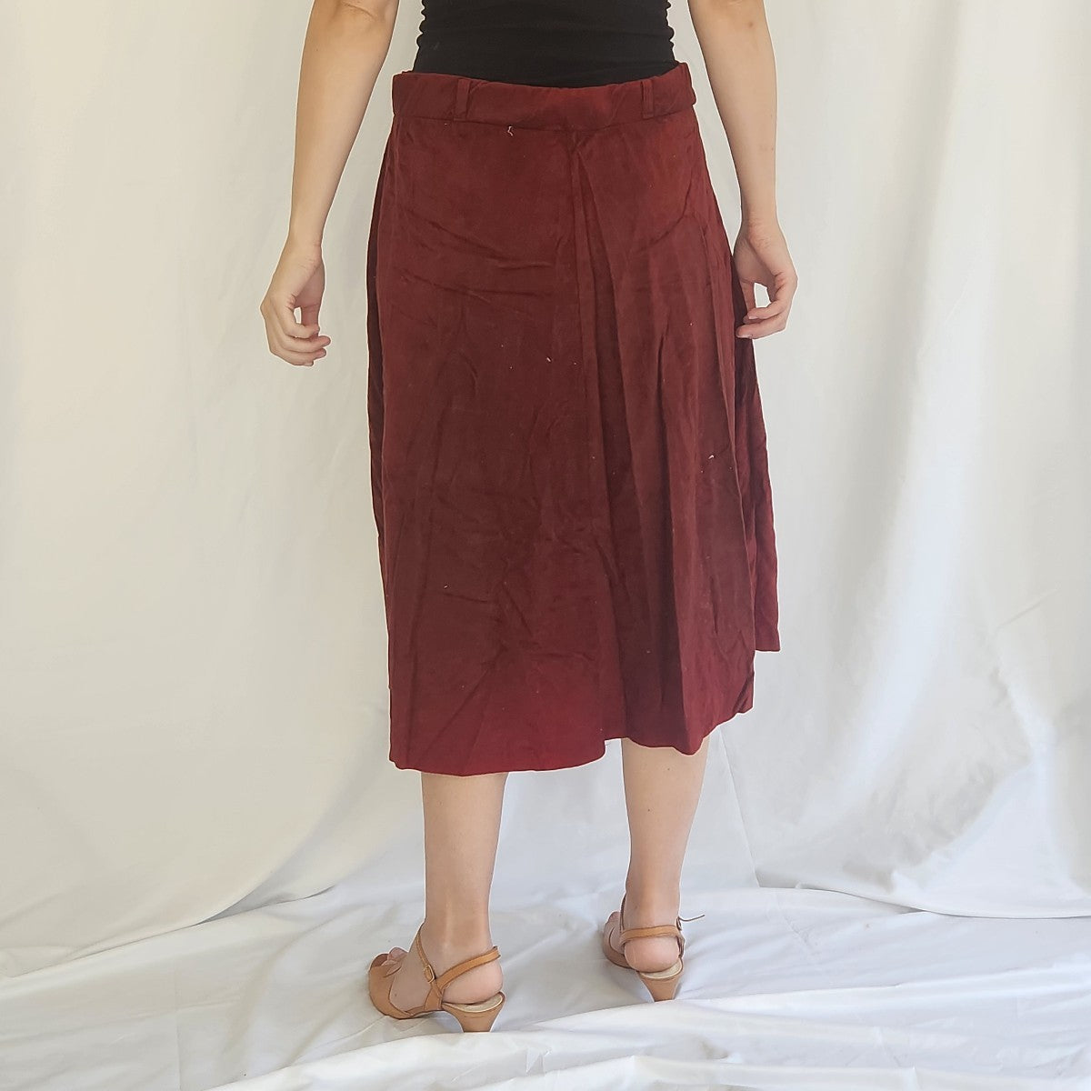 70s Burgundy Midi Skirt