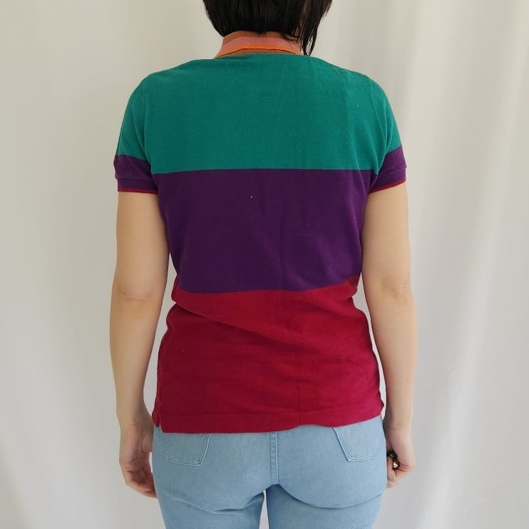 80s Purple, Green, and Pink Colorblock Polo