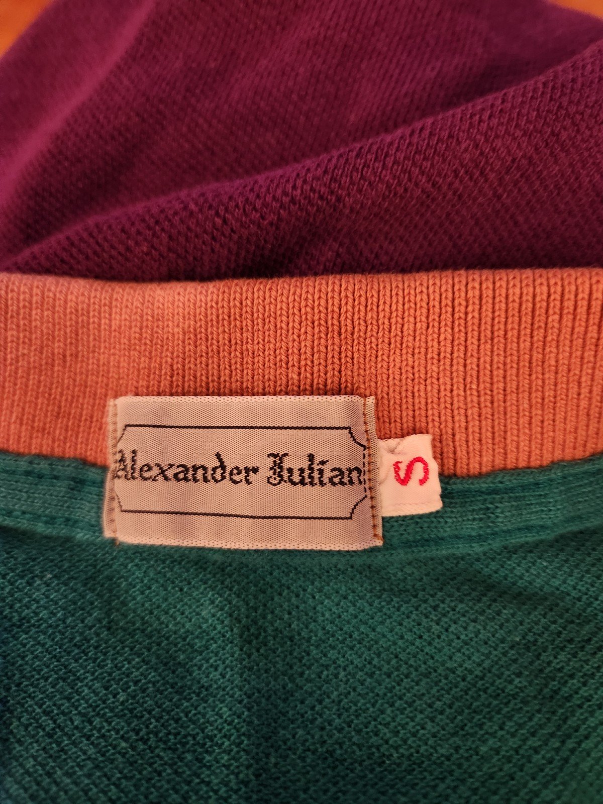 80s Purple, Green, and Pink Colorblock Polo