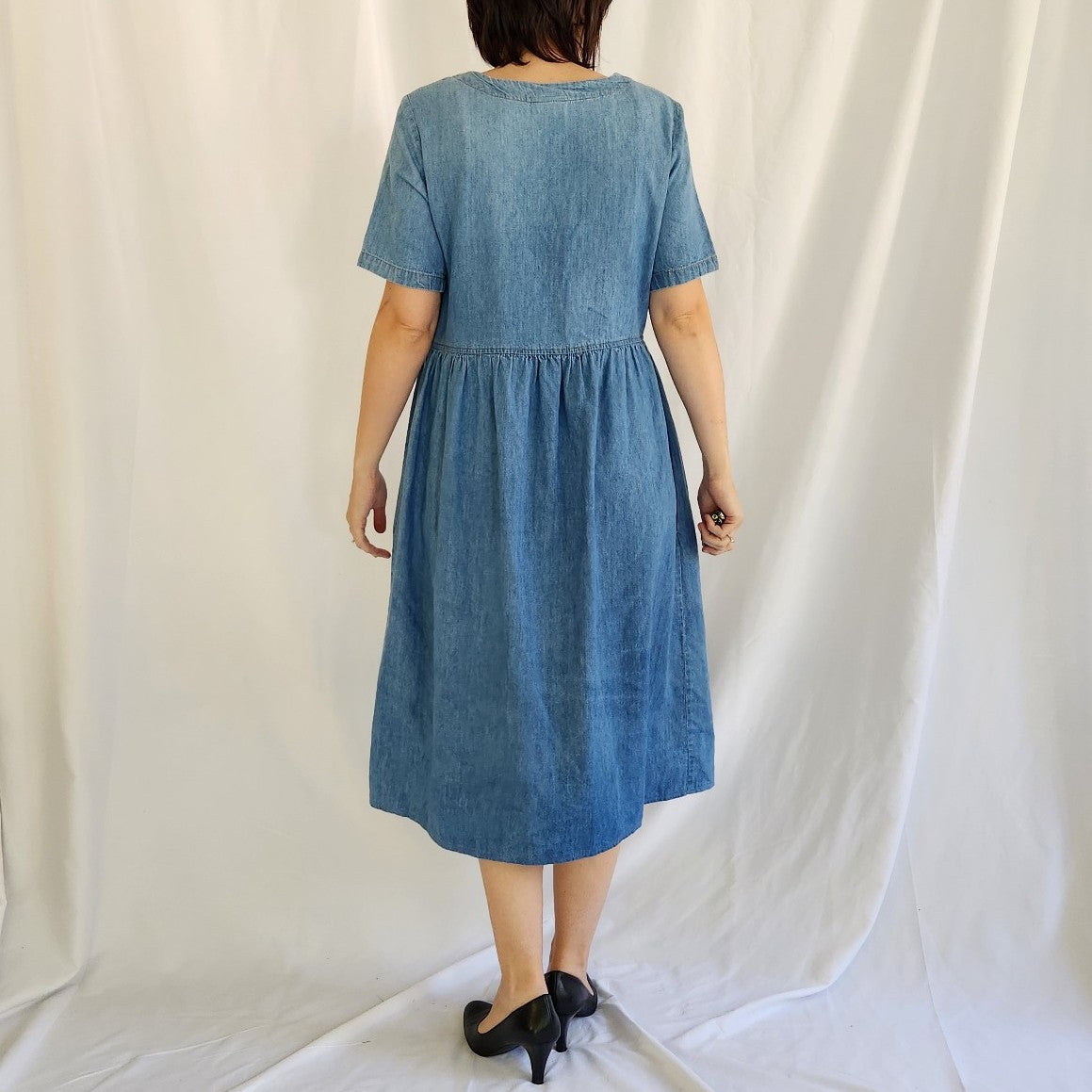 90s Denim Button Down Midi Dress