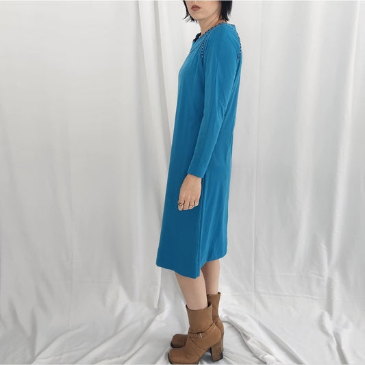 70s Blue Sheath Dress