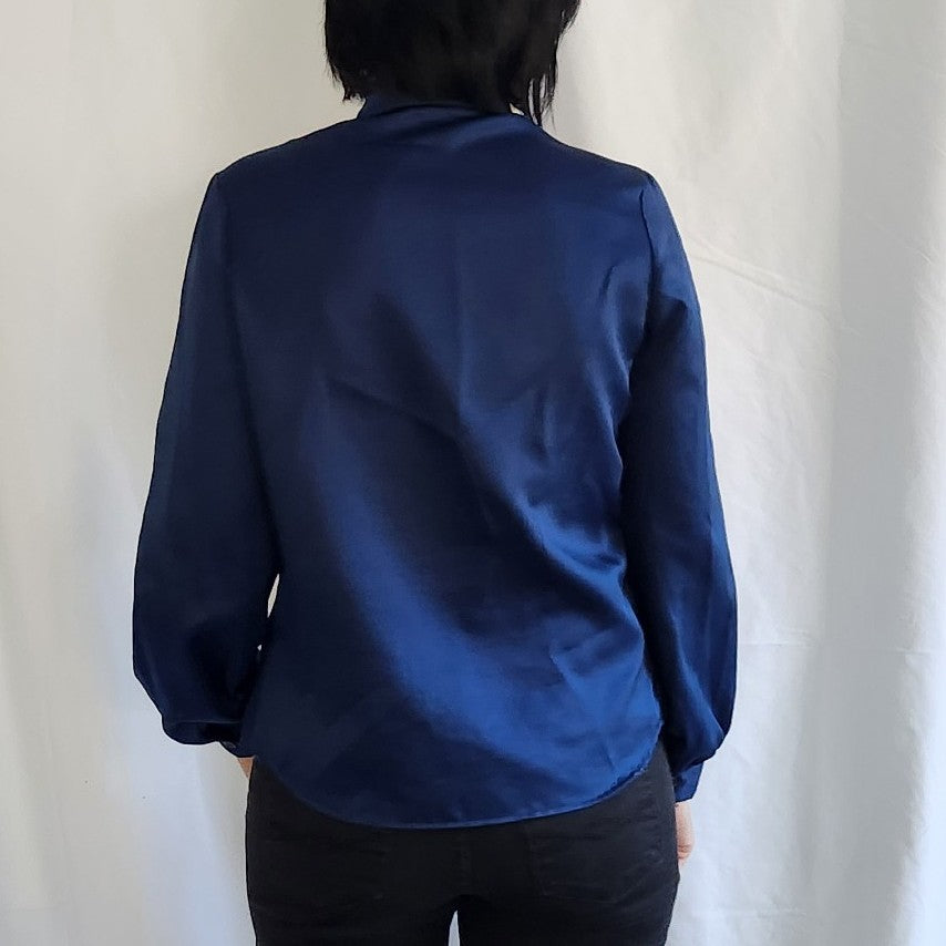 70s/80s Navy Blue Frilly Blouse