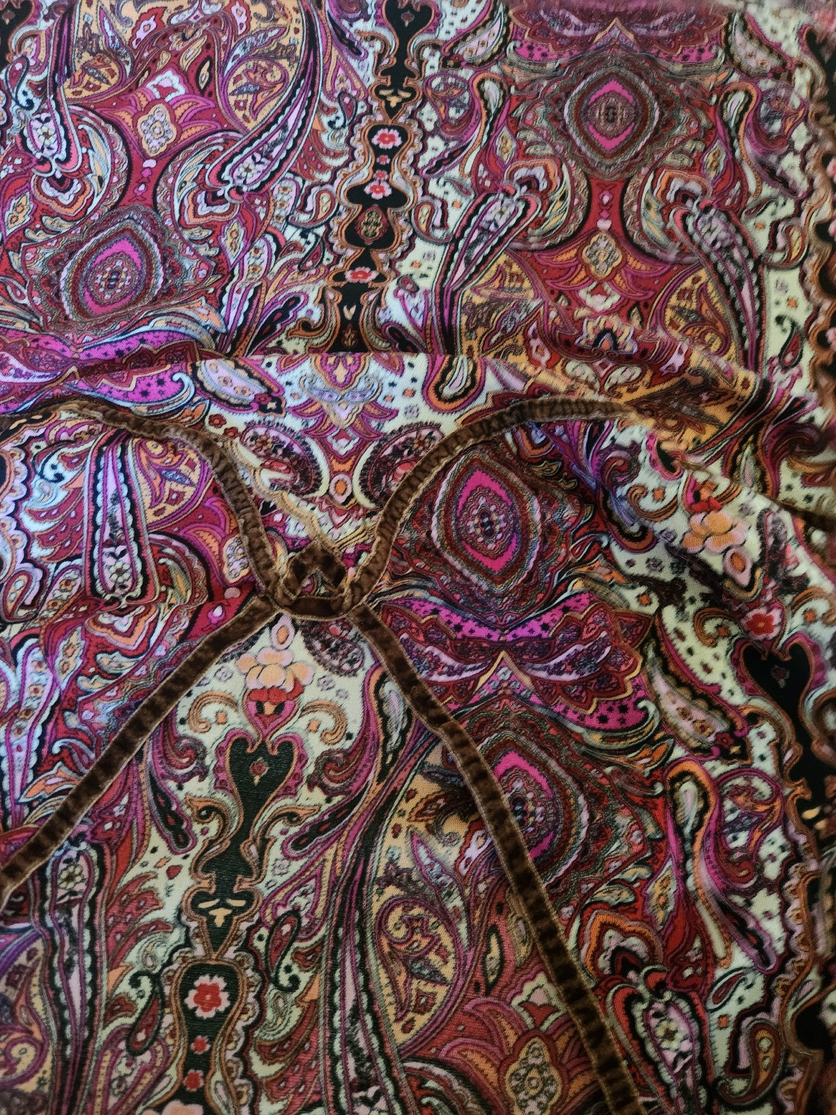 Y2K Pink and Brown Paisley Boho Top