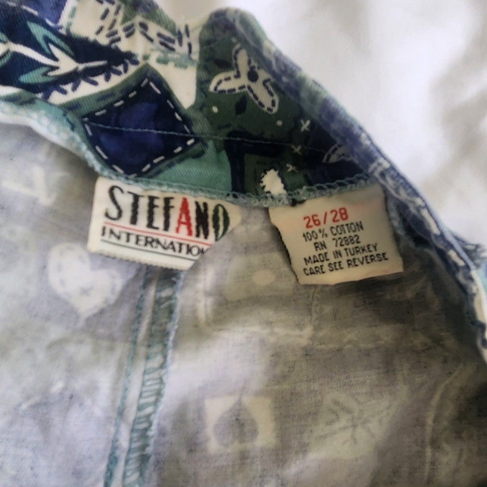 90s Blue and Green Grandmacore Print Shorts