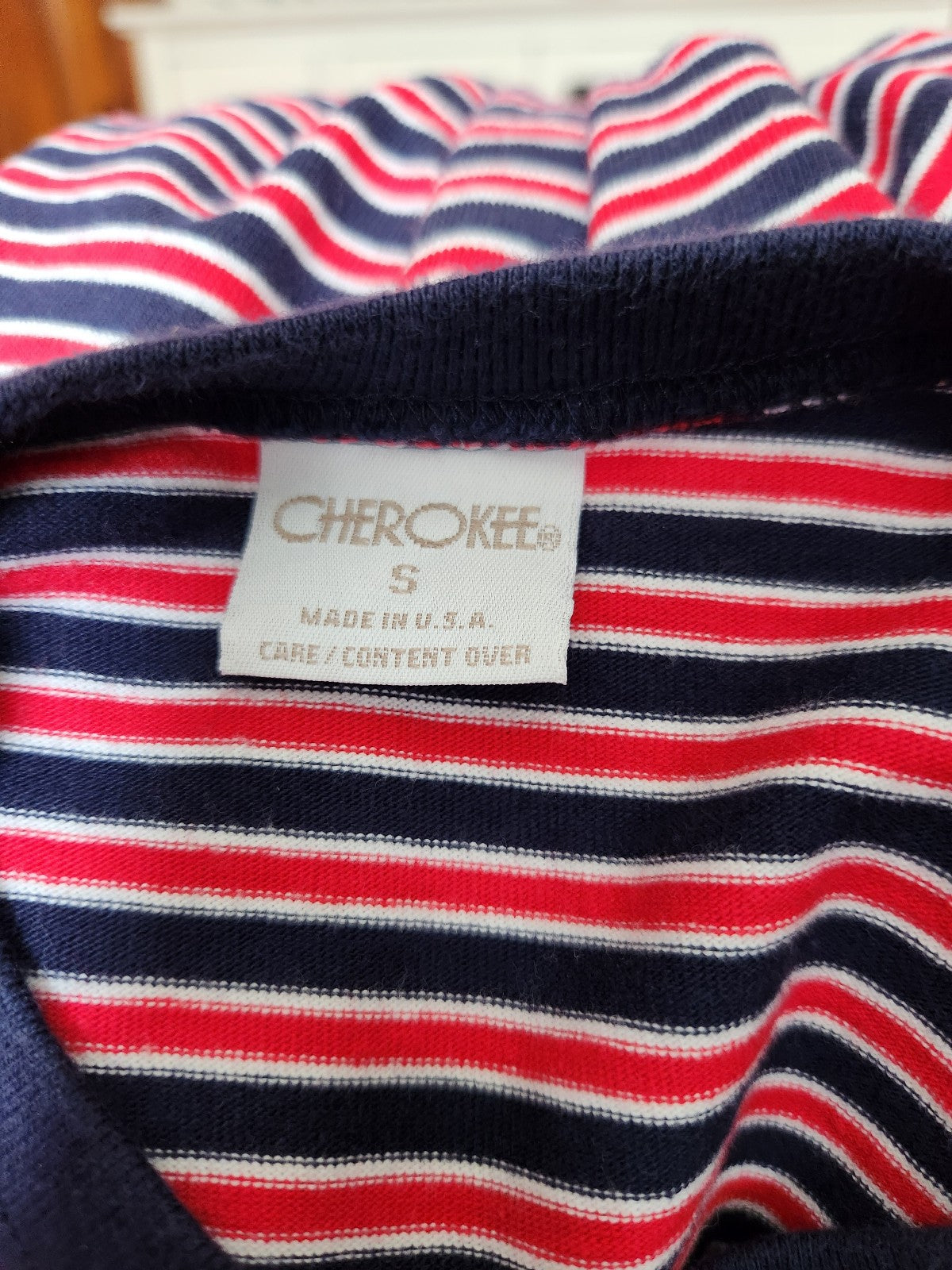 90s/00s 100% Cotton Red and Navy Striped Tee