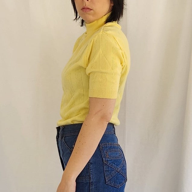 70s Kmart Yellow Mock Turtleneck Blouse