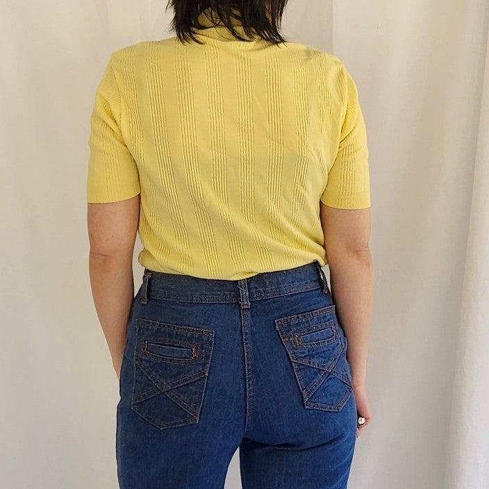 70s Kmart Yellow Mock Turtleneck Blouse