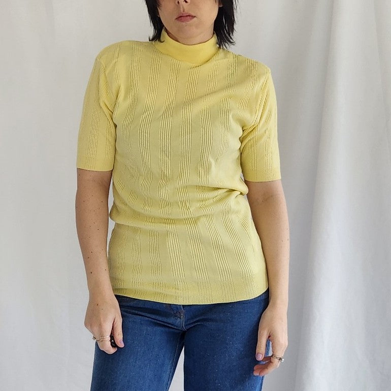 70s Kmart Yellow Mock Turtleneck Blouse