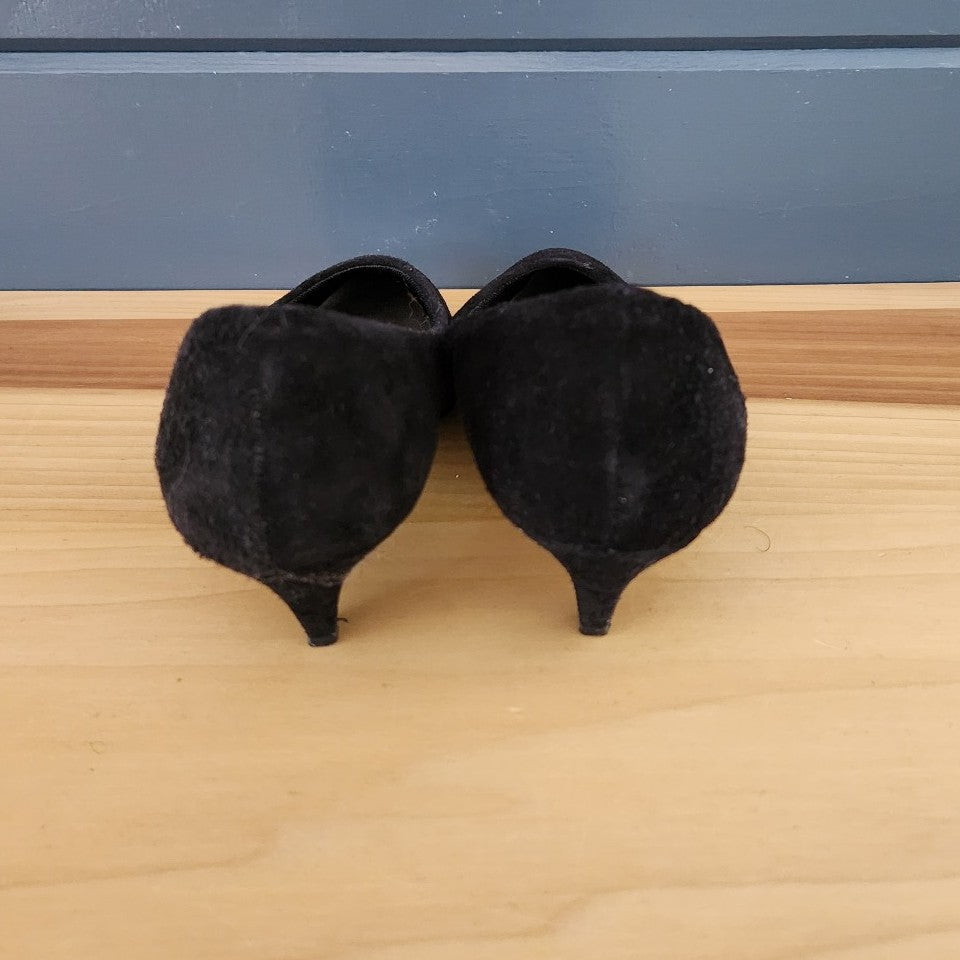 90s Black Velour Kitten Heels