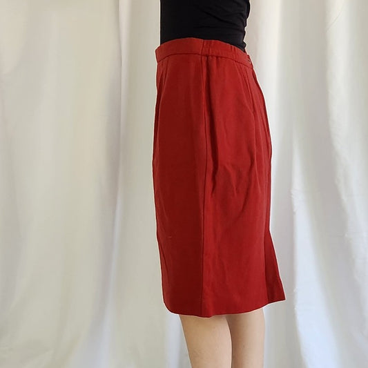 90s Red Wool Pencil Skirt
