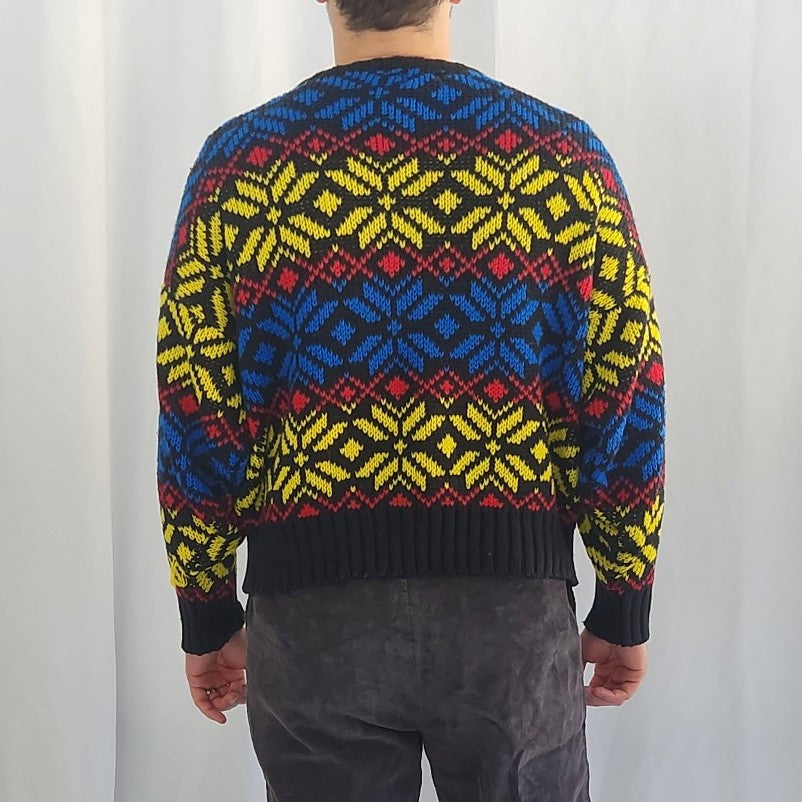 80s Blue, Yellow, and Red Sweater